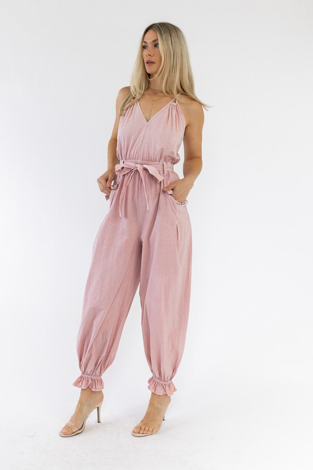 Chantelle Pink Ruffle Hem Jumpsuit - Final Sale