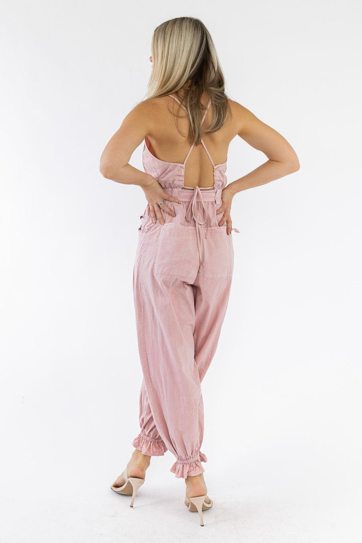 Chantelle Pink Ruffle Hem Jumpsuit - Final Sale