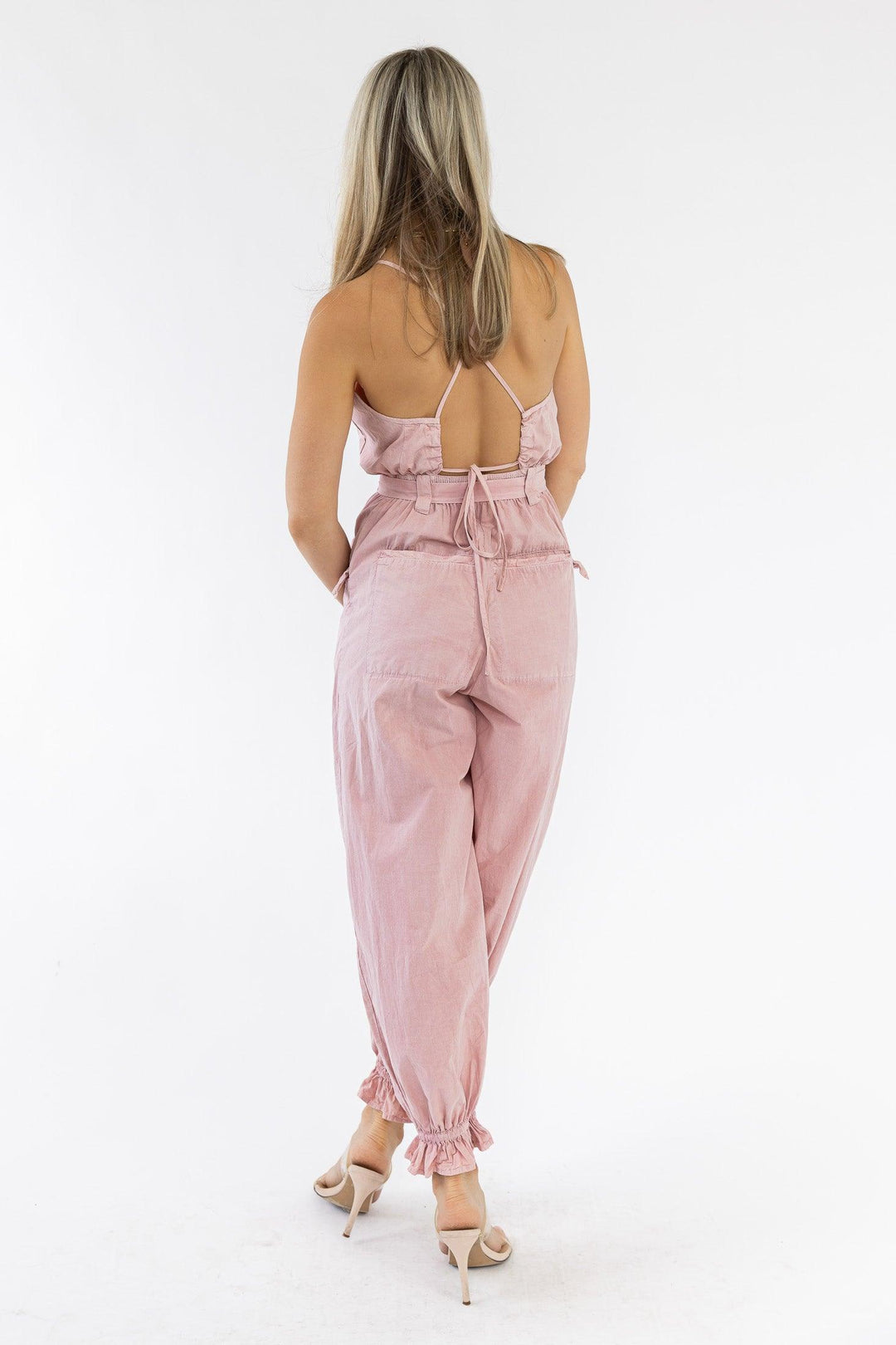 Chantelle Pink Ruffle Hem Jumpsuit - Final Sale