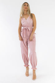 Chantelle Pink Ruffle Hem Jumpsuit - Final Sale