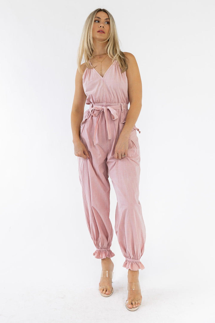 Chantelle Pink Ruffle Hem Jumpsuit - Final Sale