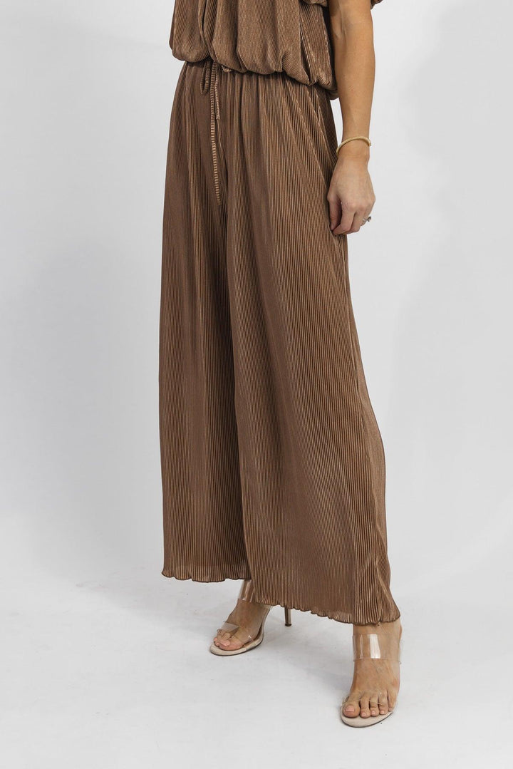 Charm & Cheers Mocha Pleated Pants - Final Sale