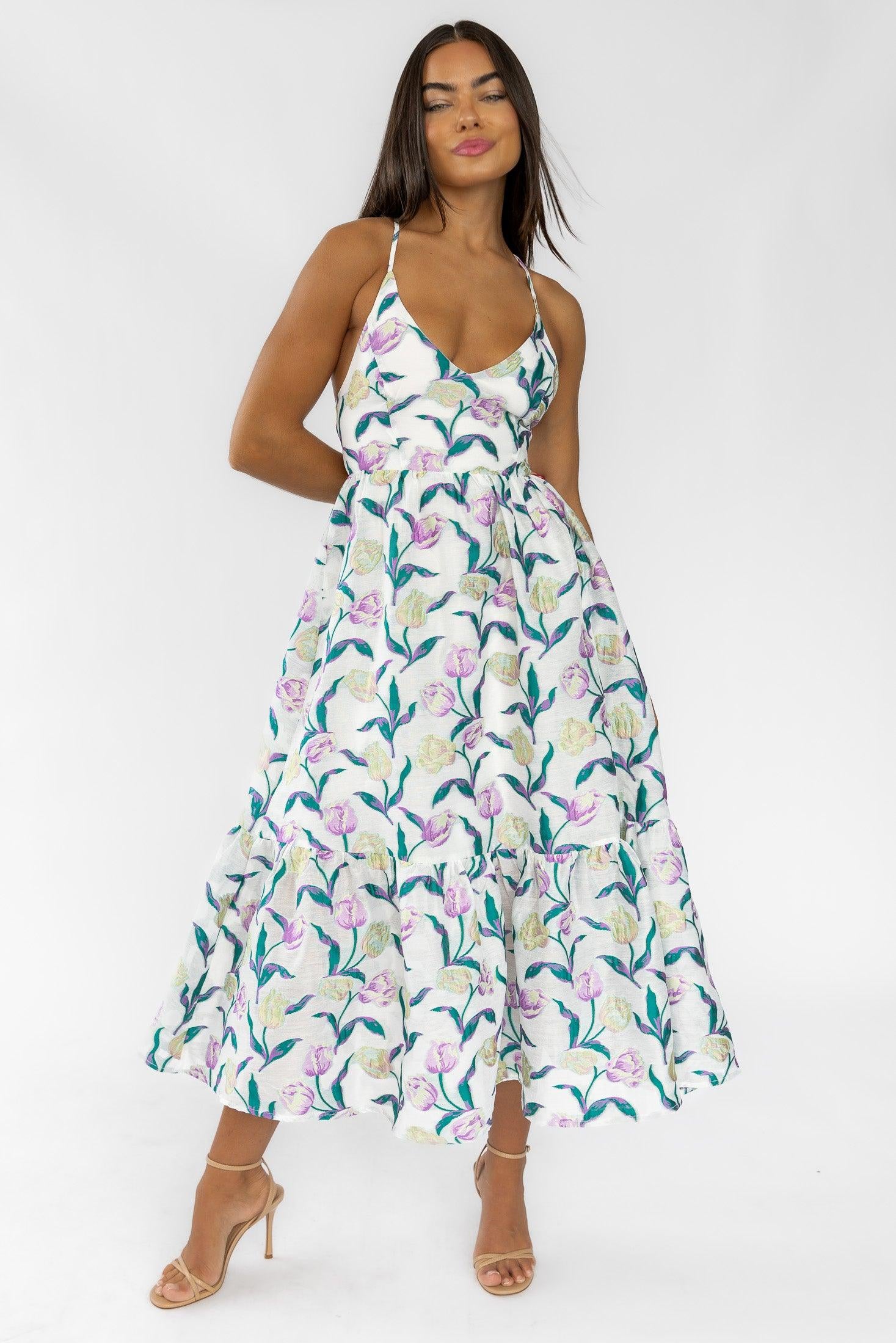 Claremont Floral Jacquard Midi Dress - Final Sale