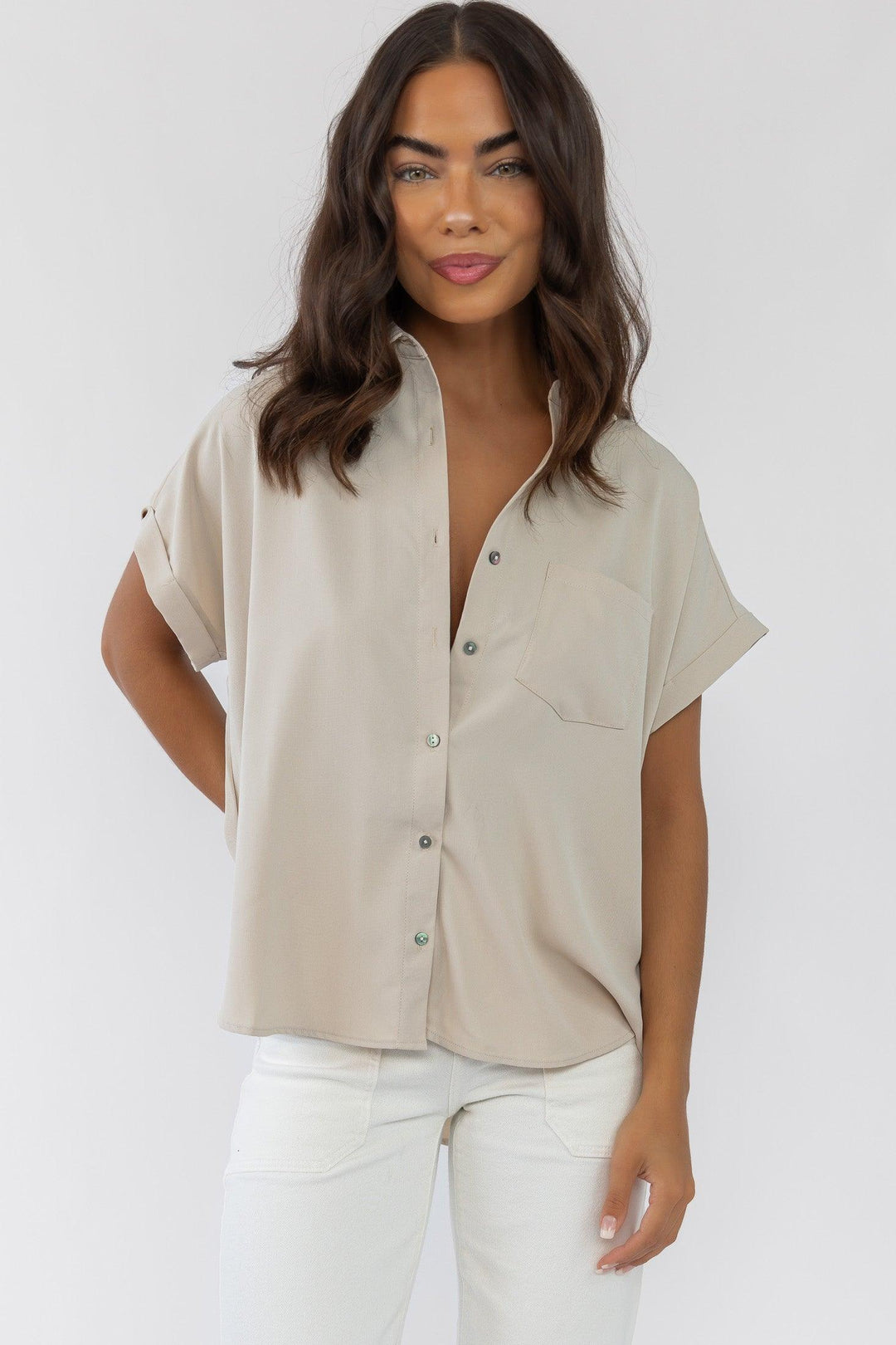 Clarke Ecru Button Down Top - Final Sale