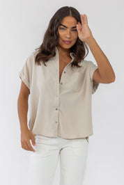 Clarke Ecru Button Down Top