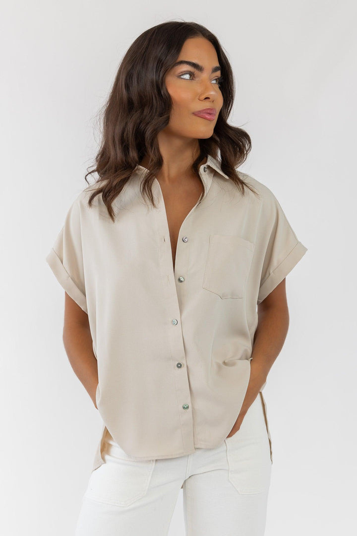 Clarke Ecru Button Down Top - Final Sale