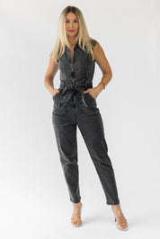 Corrine Black Cap Sleeve Jumpsuit - Final Sale