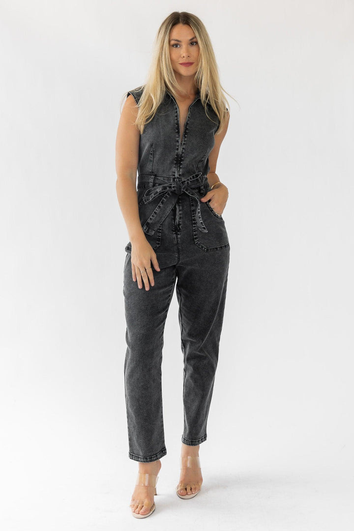 Corrine Black Cap Sleeve Jumpsuit - Final Sale