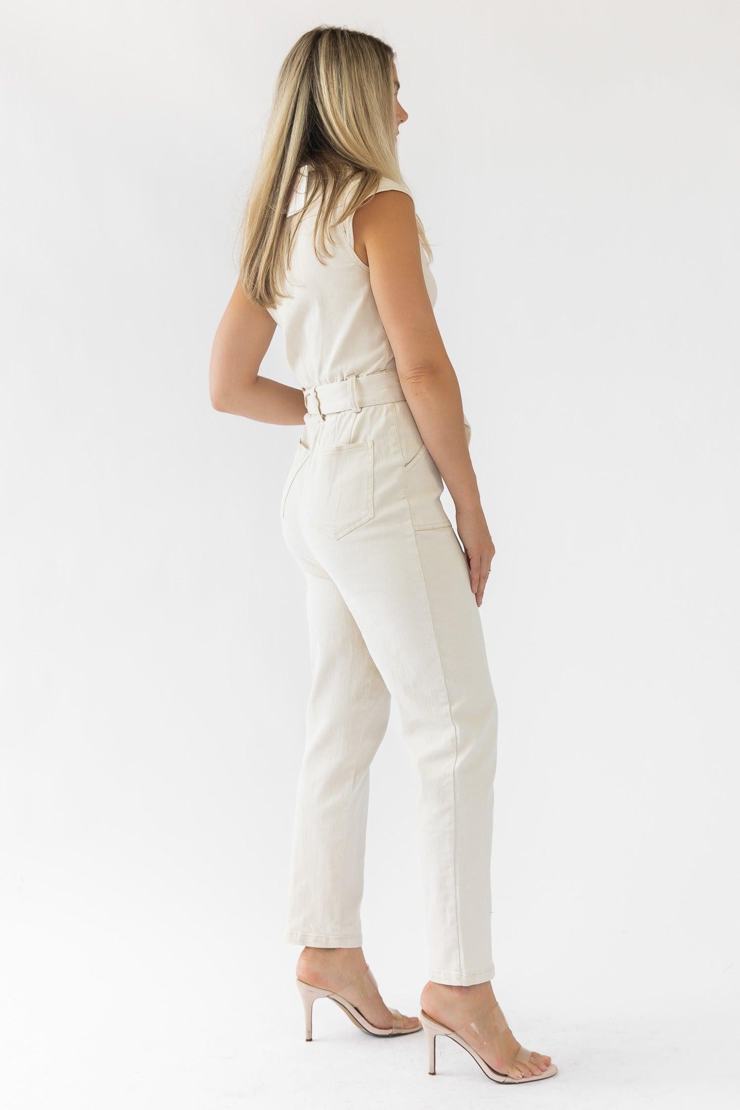 Corrine Natural Washed Jumpsuit - Final Sale