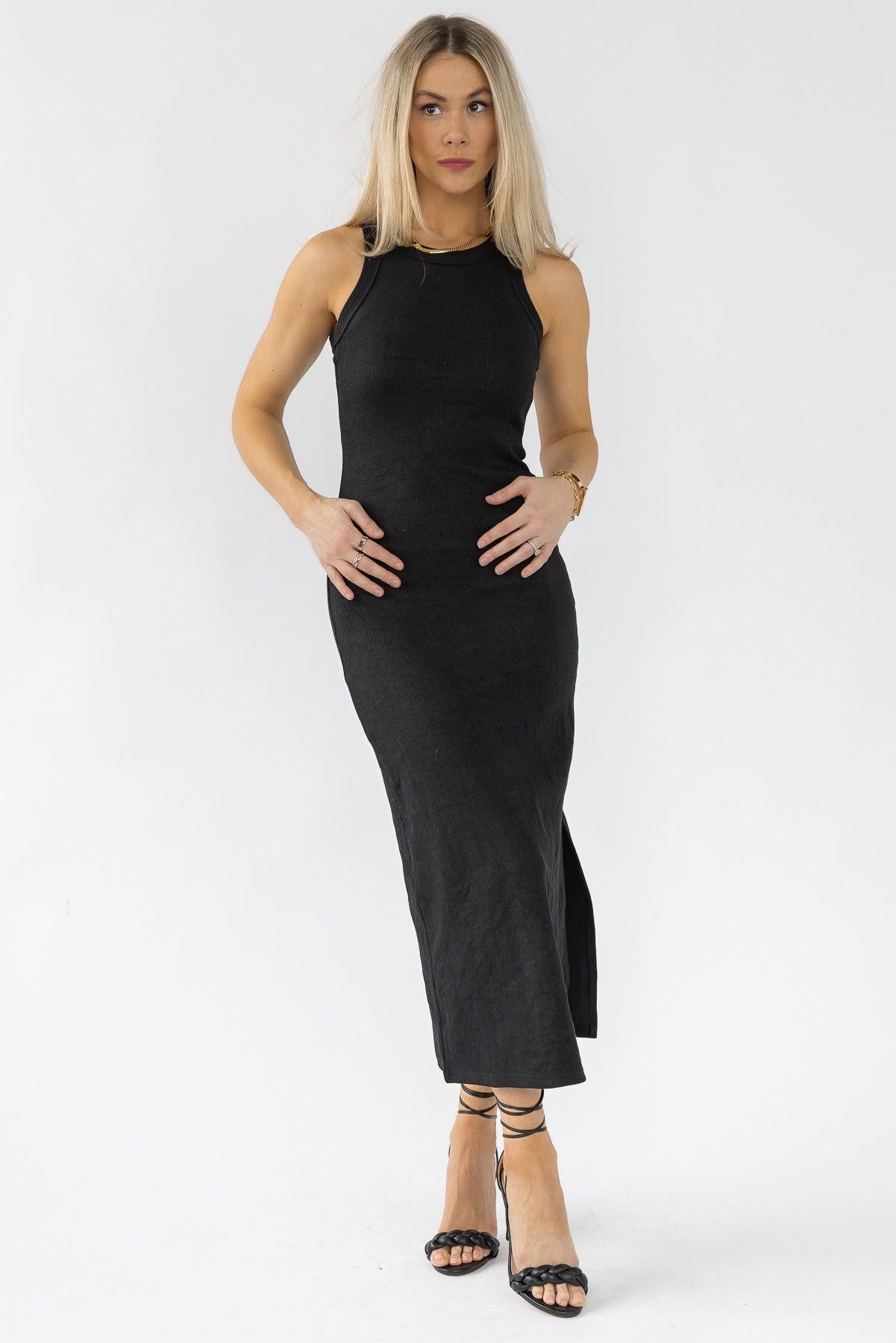 Coty Black Ribbed Dress