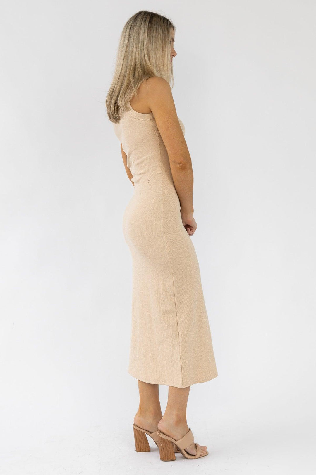 Coty Taupe Ribbed Dress - Final Sale