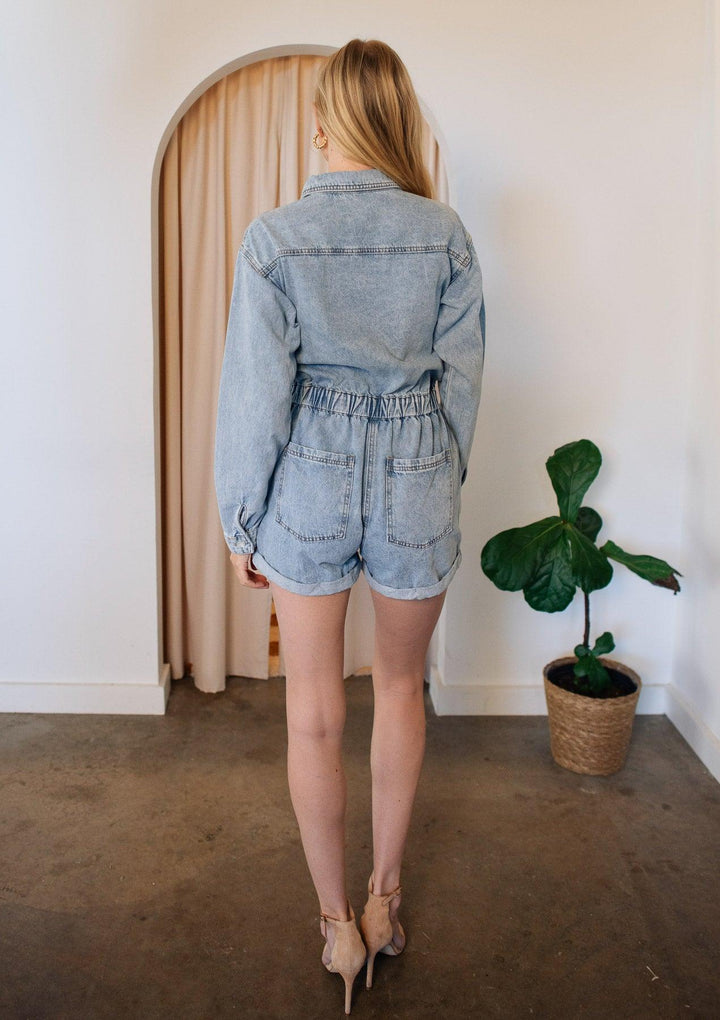 Brooke Denim Utility Romper - Final Sale