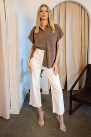 Clarke Mocha Button Down Top - Final Sale