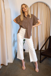 Clarke Mocha Button Down Top - Final Sale