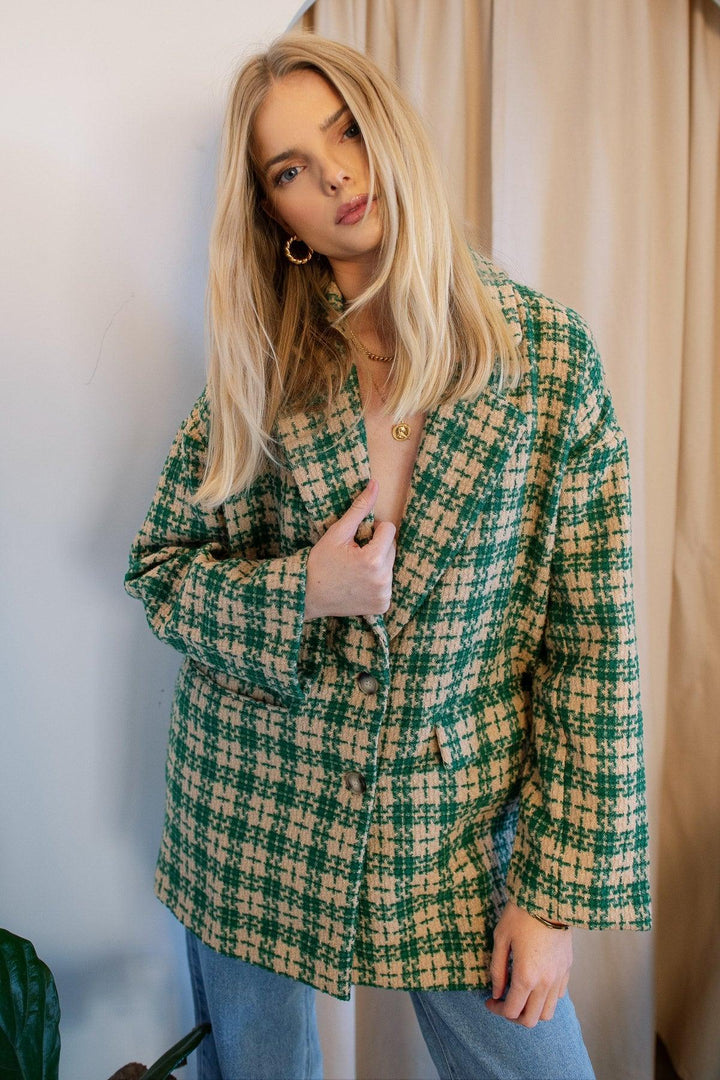 Whitney Green Plaid Tweed Blazer - Final Sale