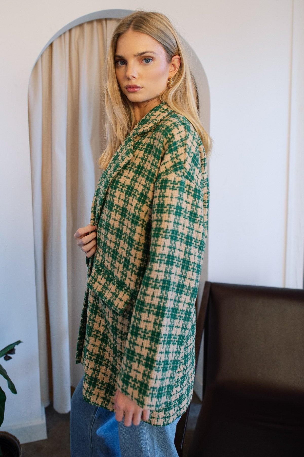 Whitney Green Plaid Tweed Blazer - Final Sale