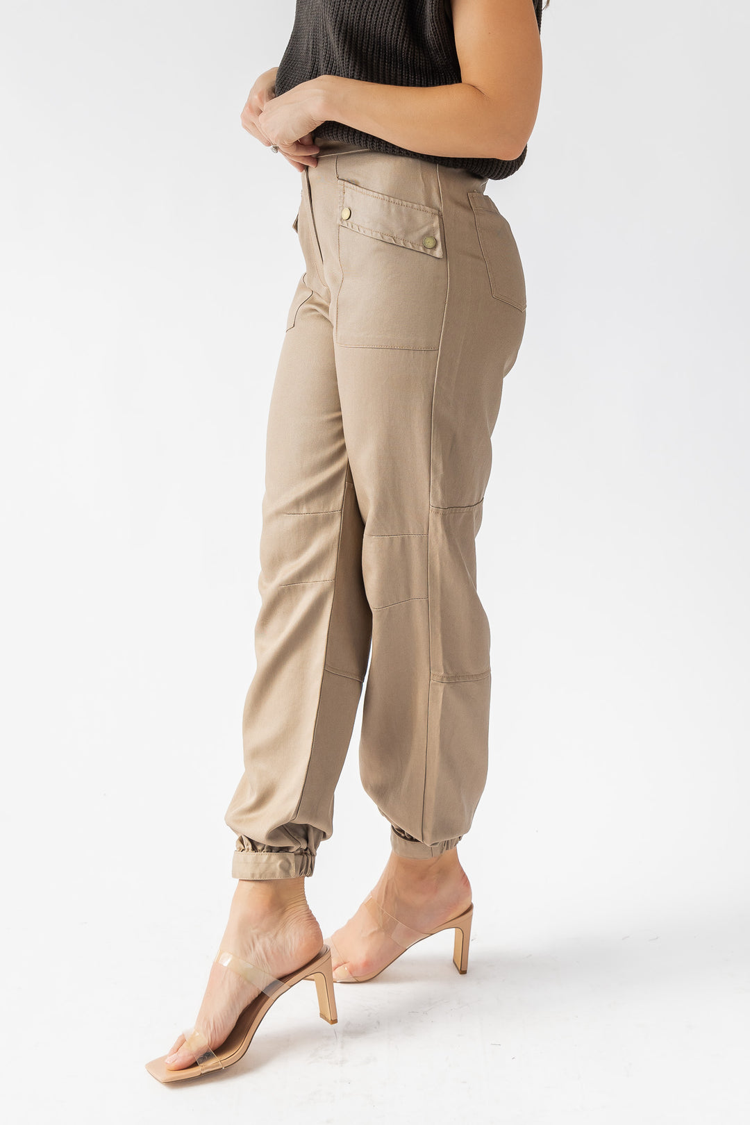 Dane Taupe Coated Cargo Pants