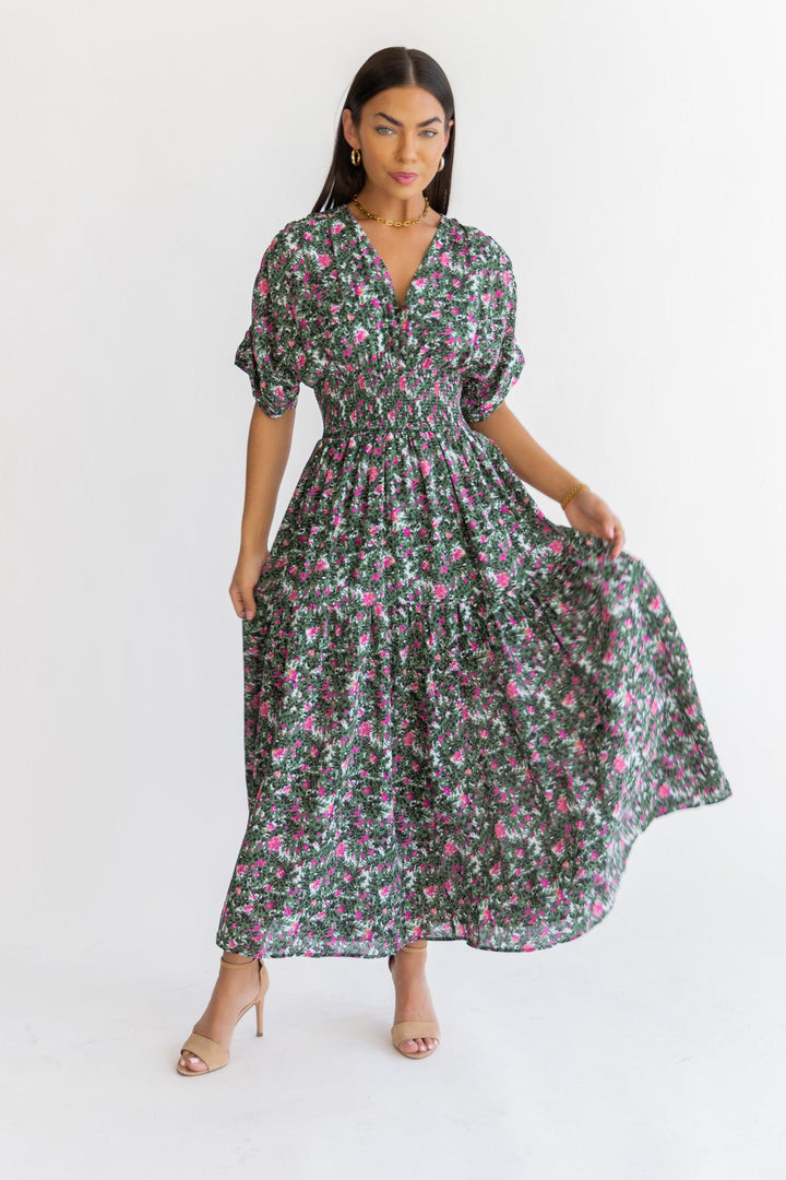 Daria Green Floral Maxi Dress - Final Sale