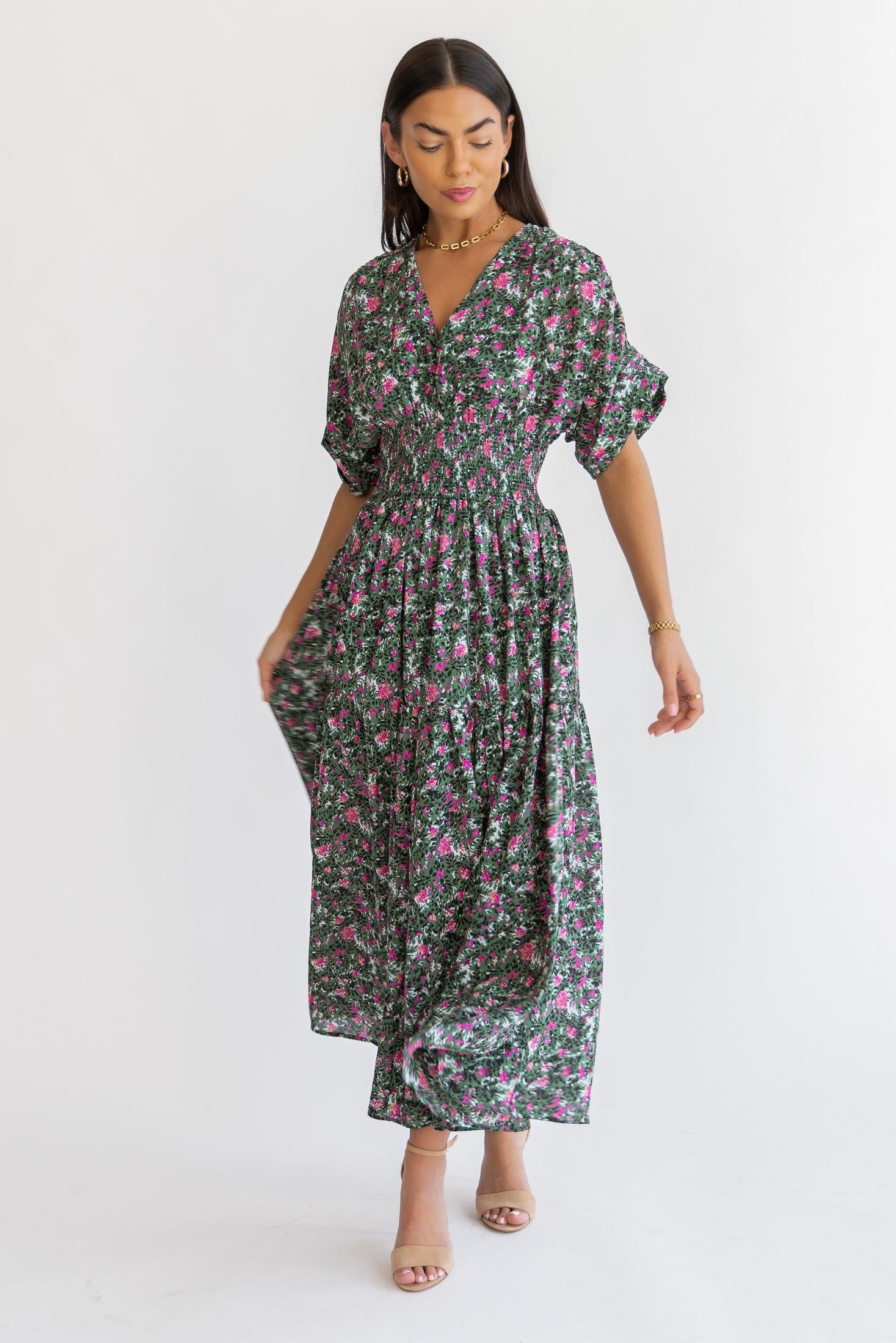 Daria Green Floral Maxi Dress - Final Sale