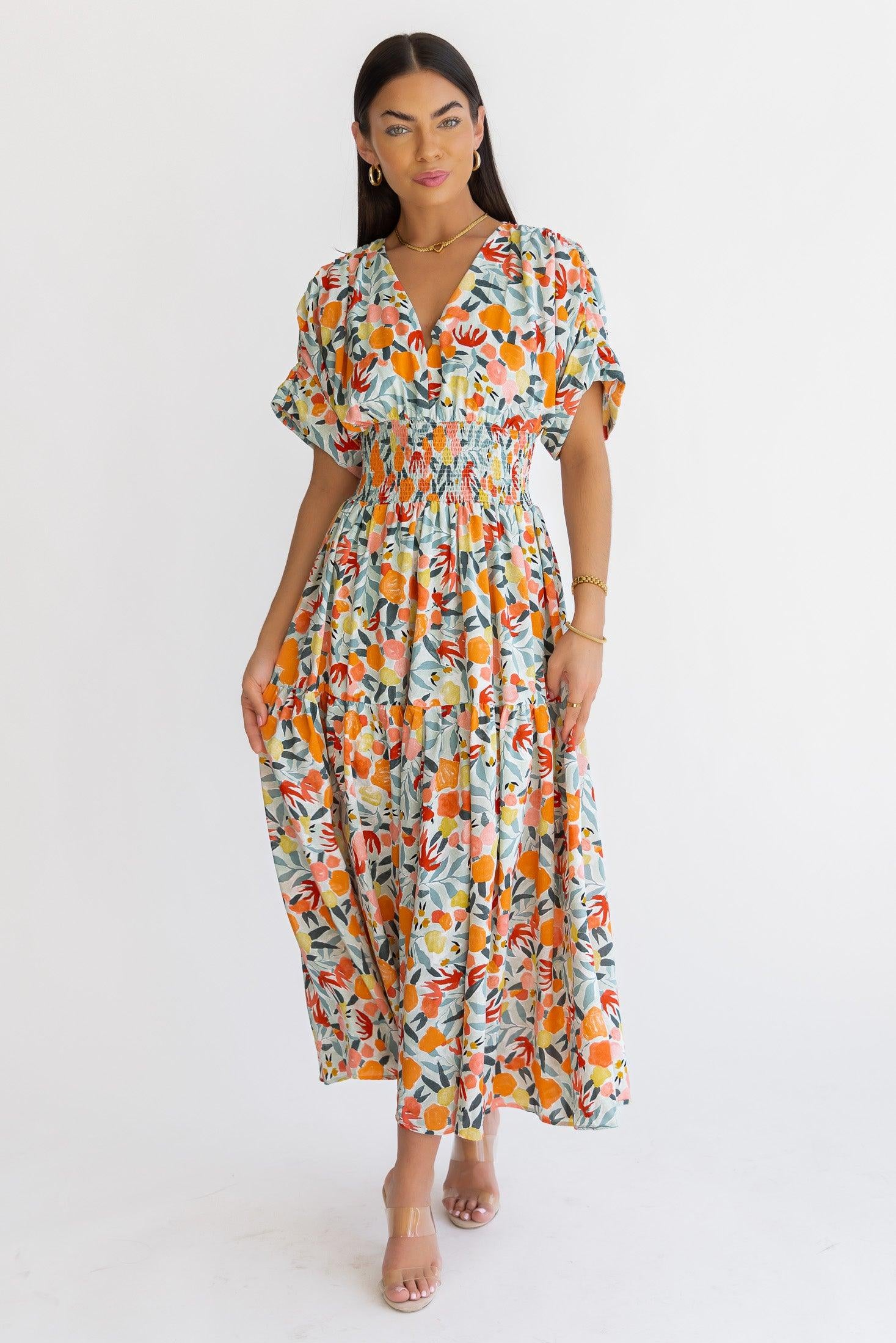 Daria Peach Floral Maxi Dress - Final Sale