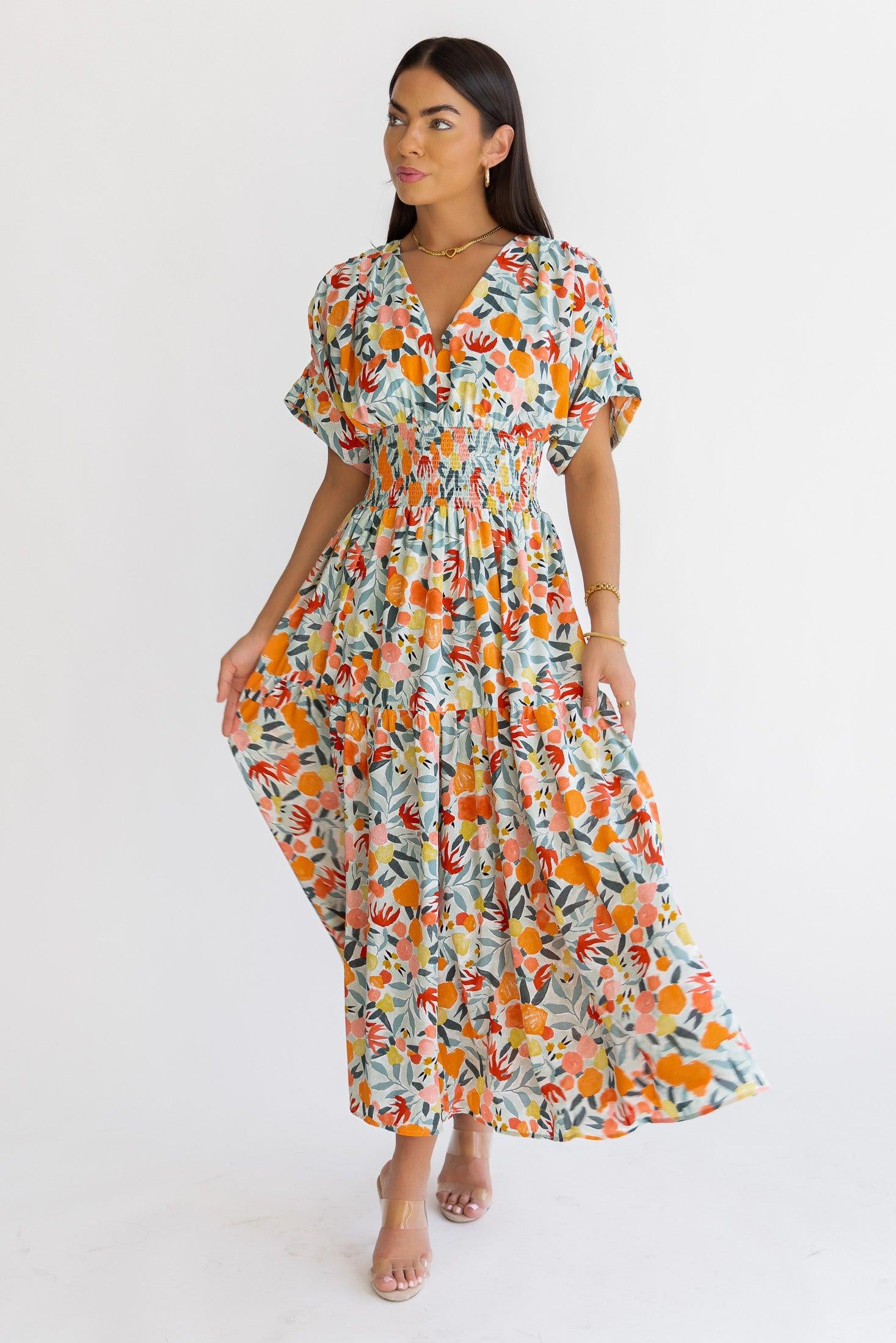 Daria Peach Floral Maxi Dress - Final Sale