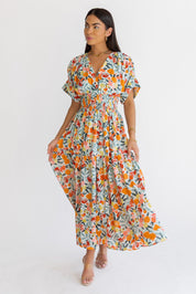 Daria Peach Floral Maxi Dress - Final Sale