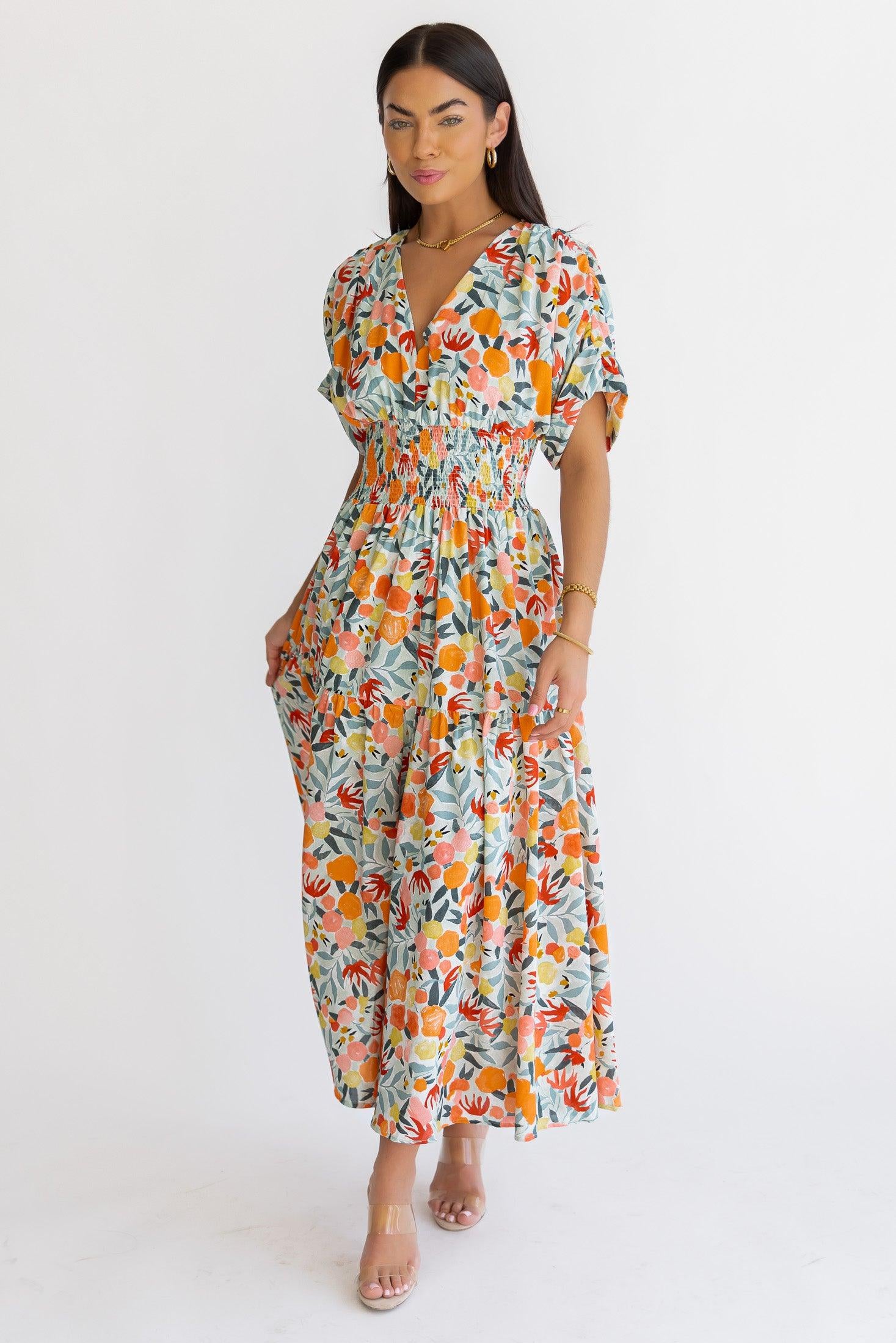 Daria Peach Floral Maxi Dress - Final Sale