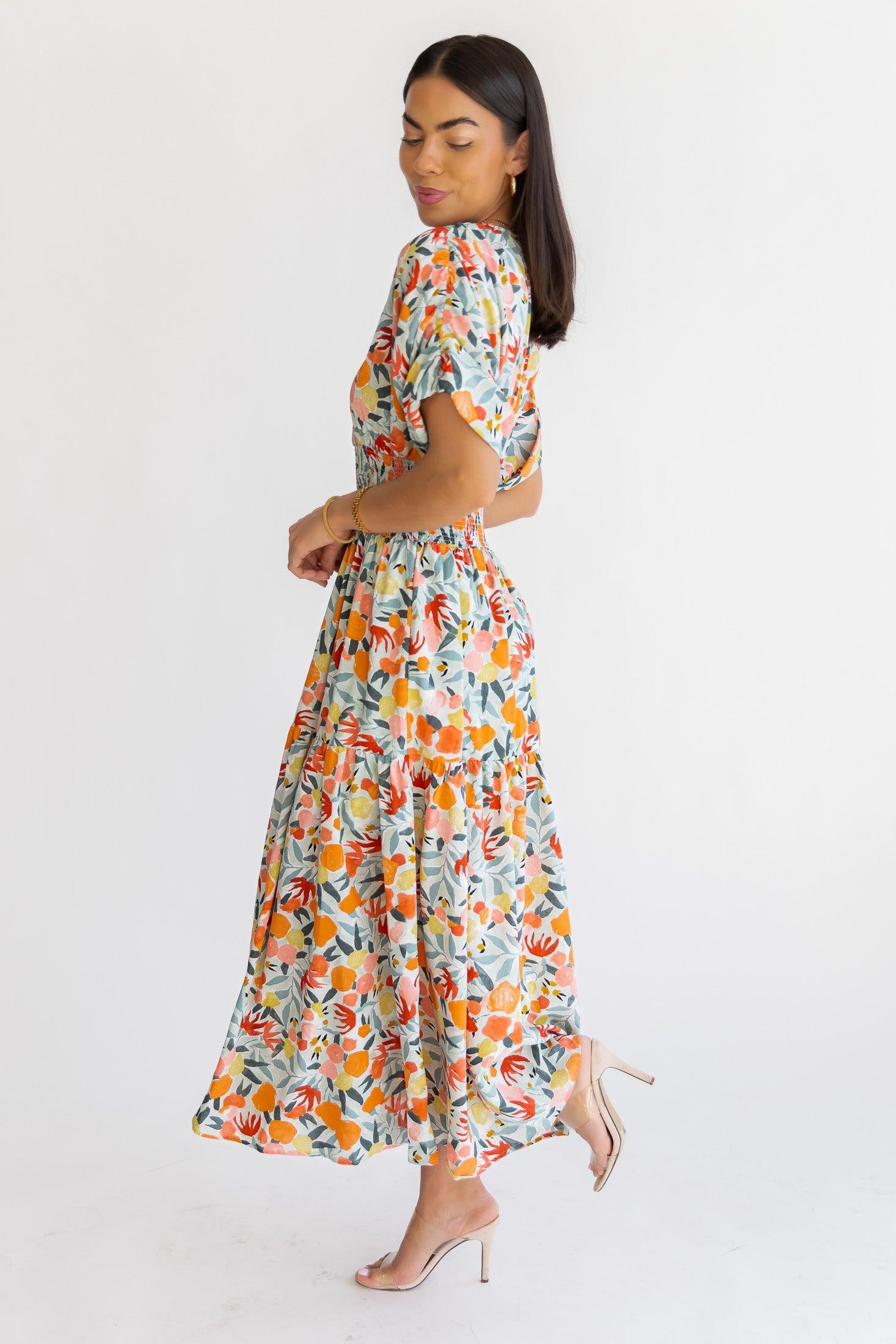 Daria Peach Floral Maxi Dress - Final Sale