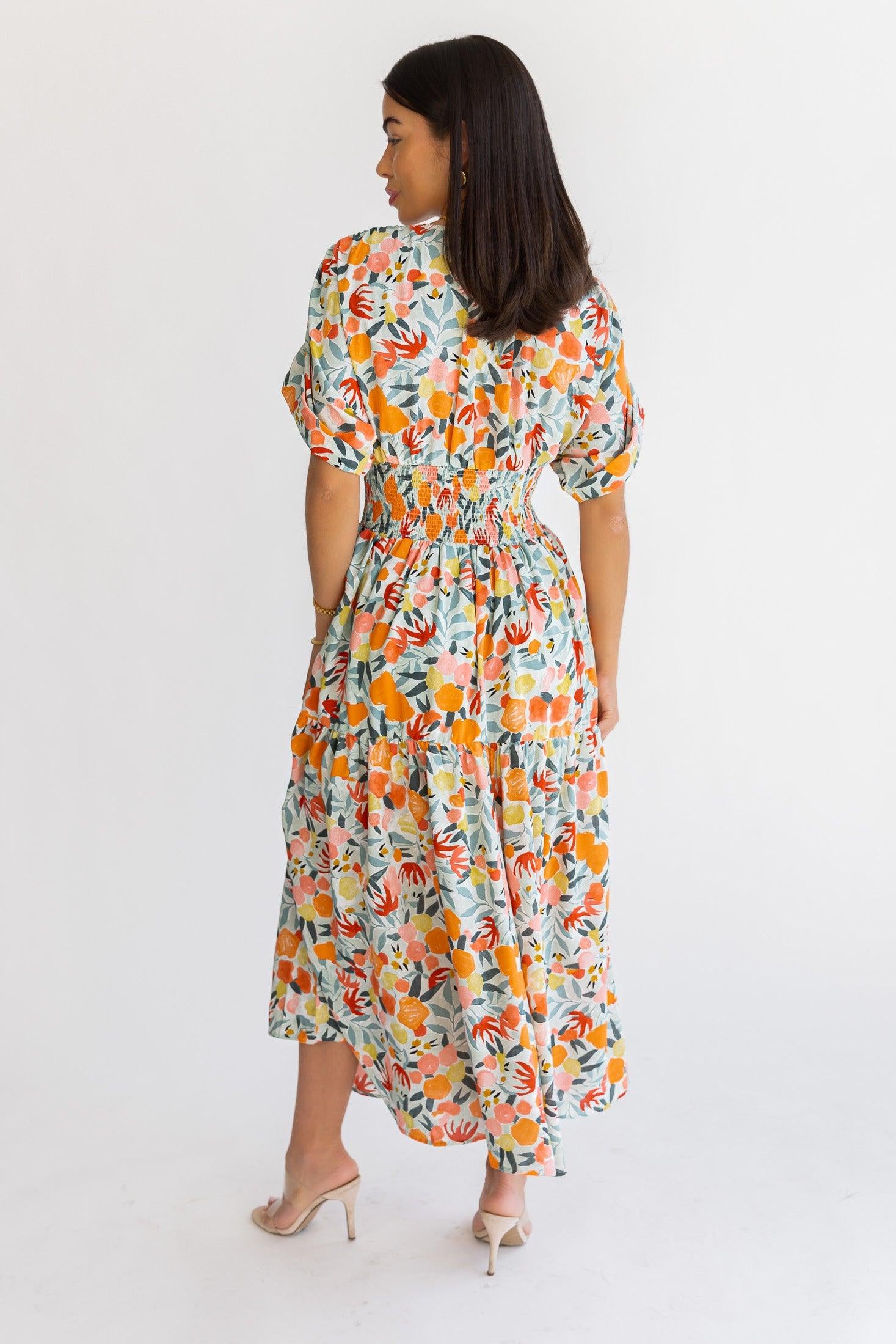 Daria Peach Floral Maxi Dress - Final Sale