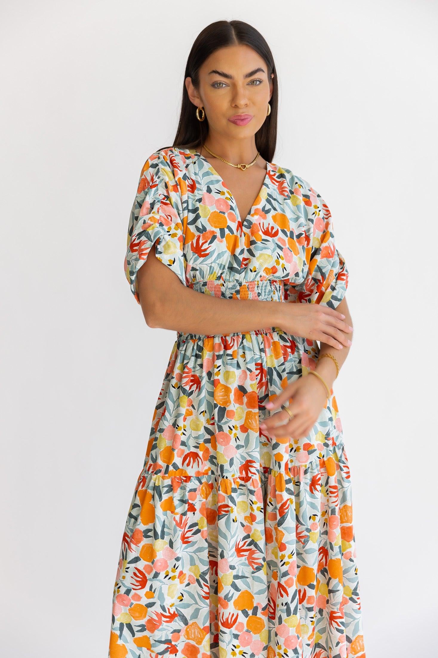 Daria Peach Floral Maxi Dress - Final Sale