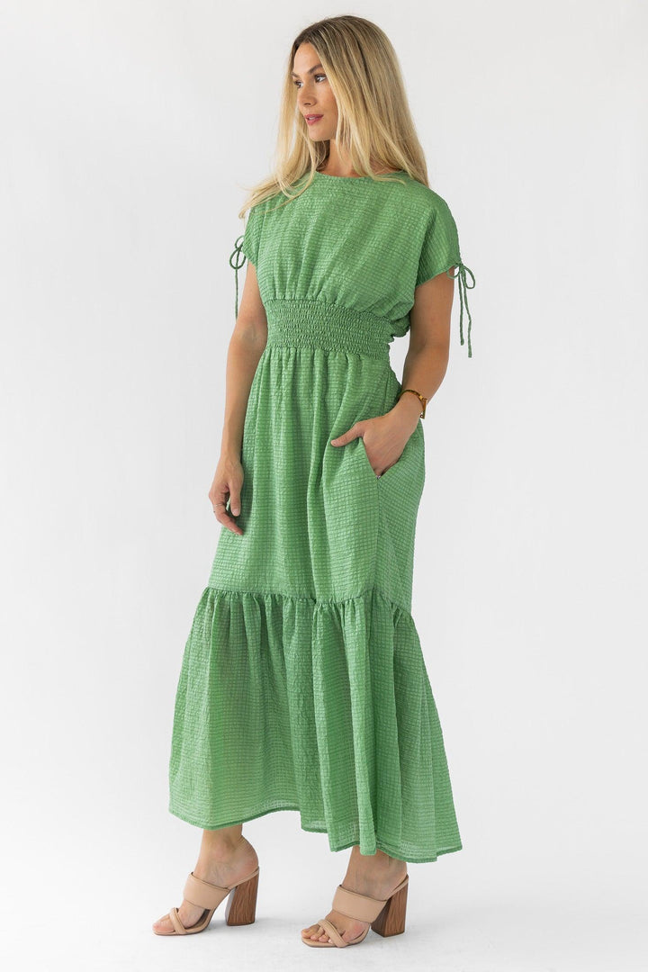 Delia Green Textured Maxi Dress - Final Sale