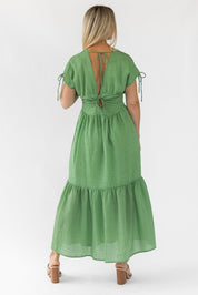 Delia Green Textured Maxi Dress - Final Sale