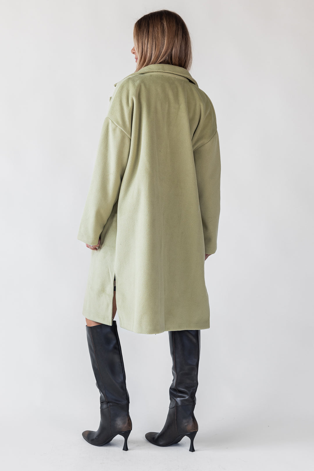 Dionne Green Buttoned Long Coat