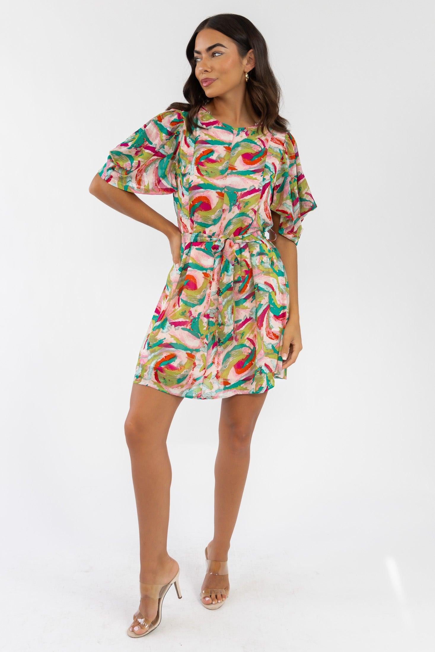 Elise Pink Abstract Mini Dress - Final Sale