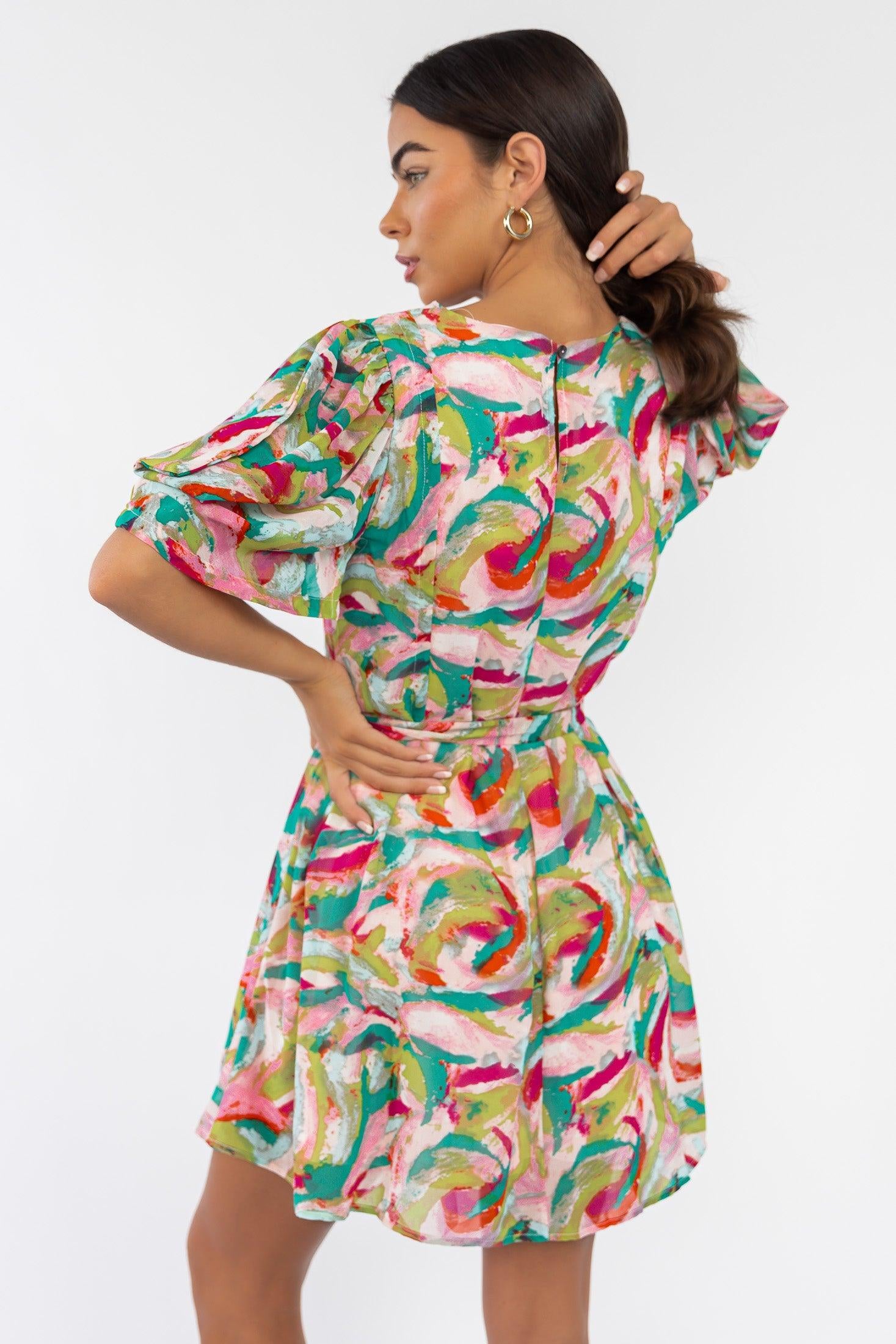 Elise Pink Abstract Mini Dress - Final Sale