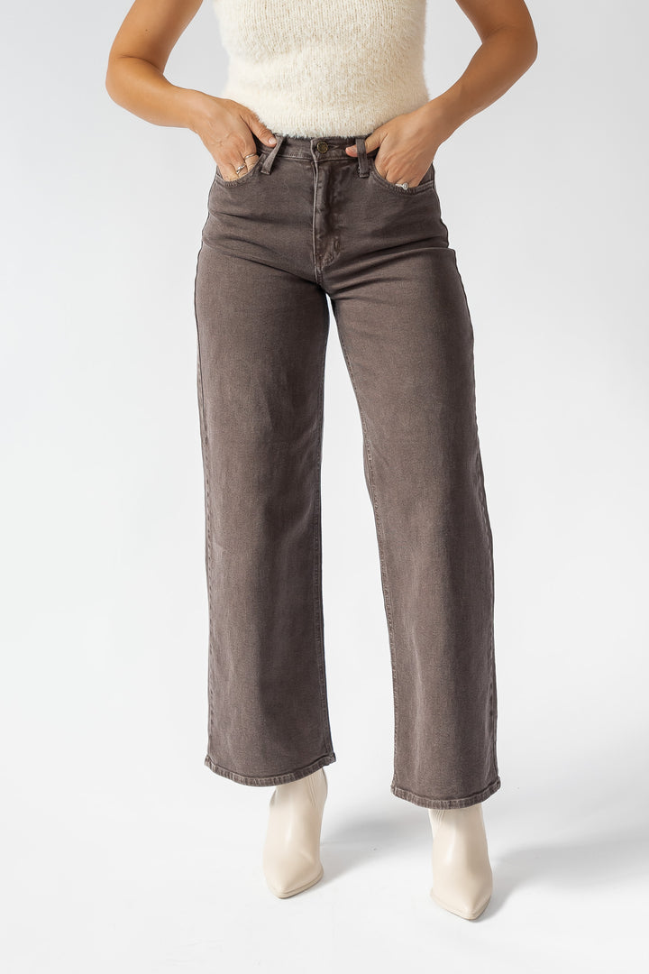 Eris Vintage Brown Wide Leg Denim - Final Sale