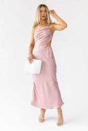 Farrah Mauve Satin Midi Dress - Final Sale