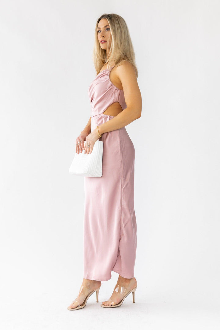 Farrah Mauve Satin Midi Dress - Final Sale