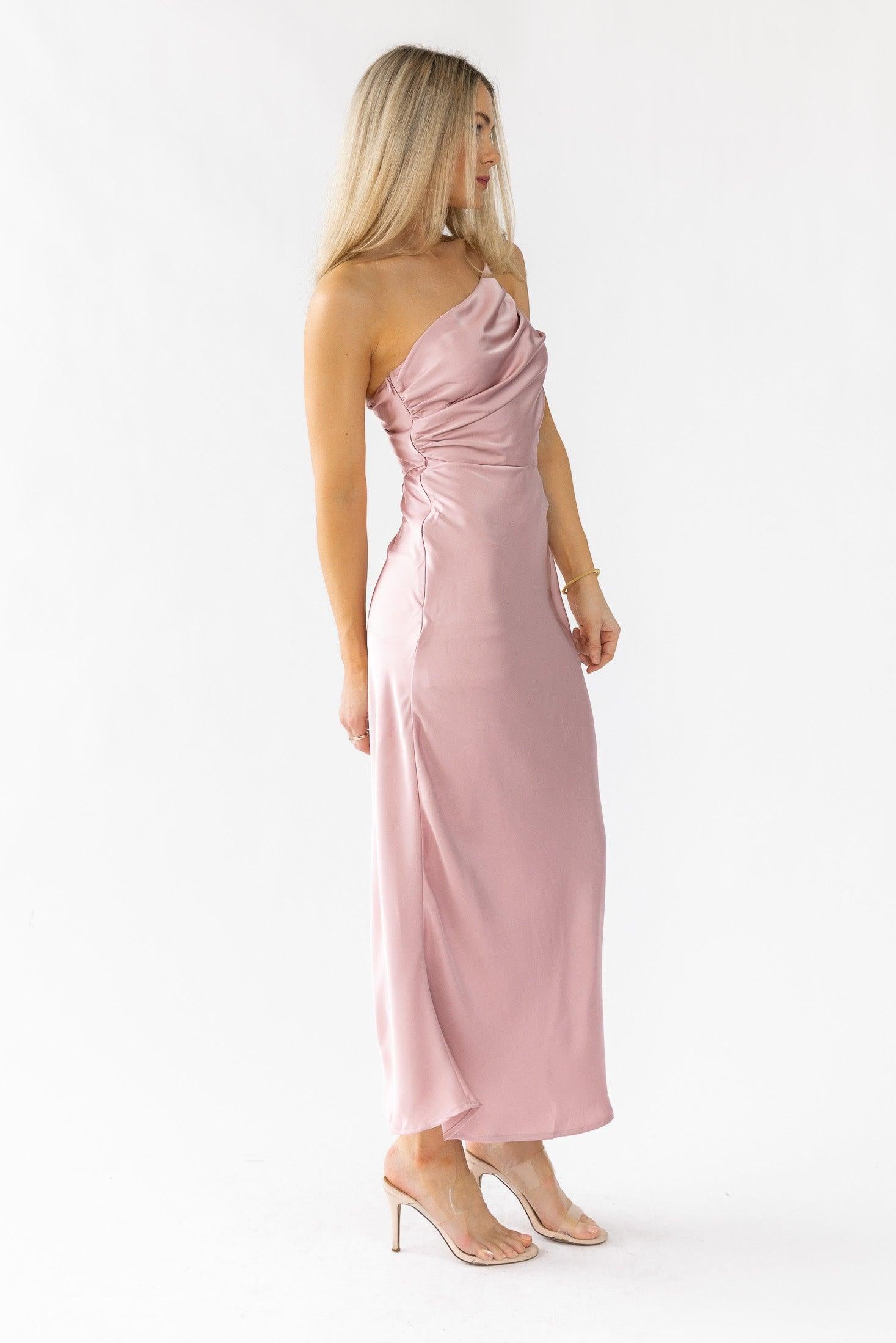 Farrah Mauve Satin Midi Dress - Final Sale