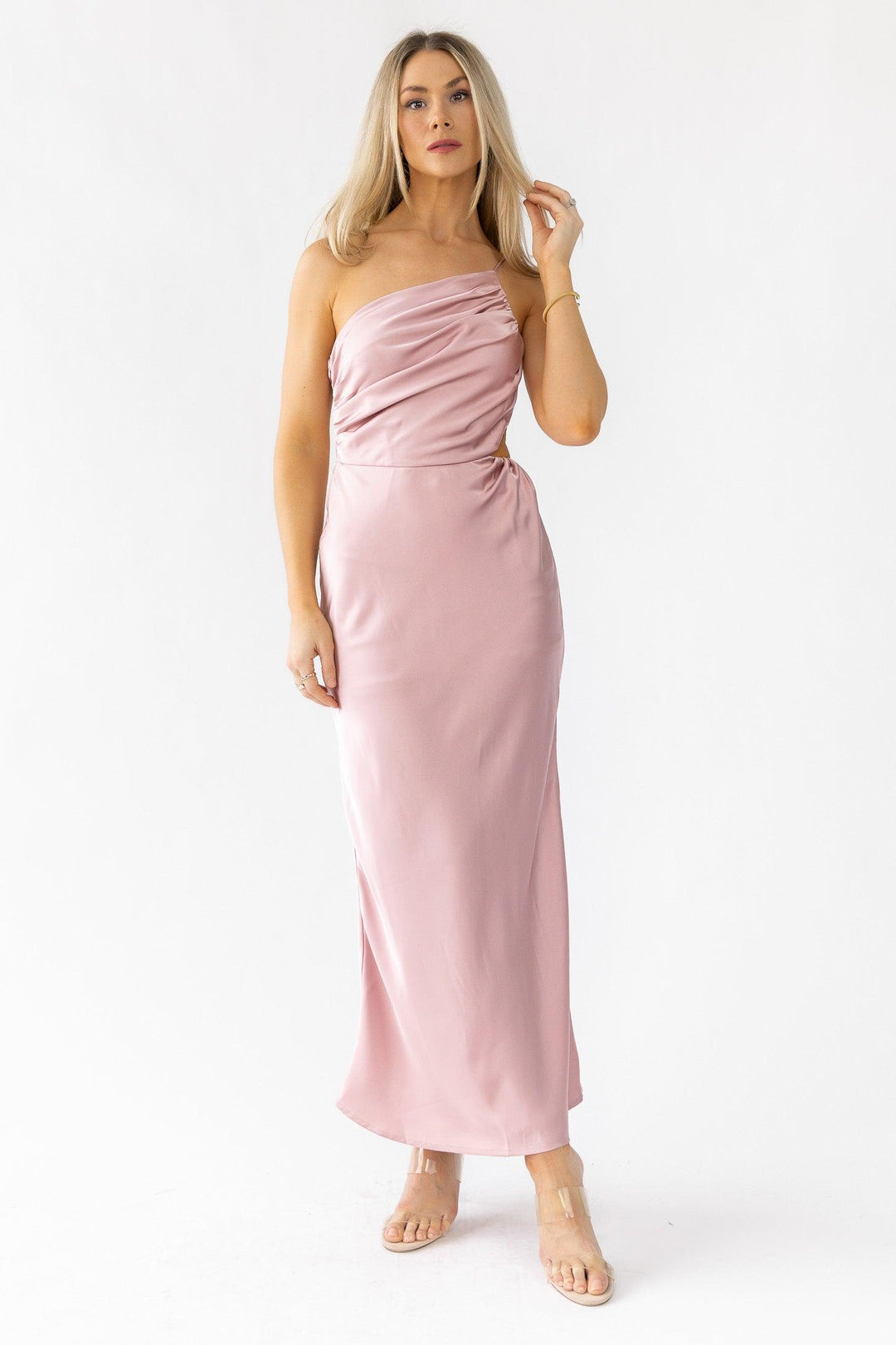 Farrah Mauve Satin Midi Dress - Final Sale