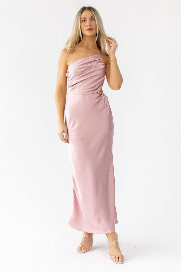 Farrah Mauve Satin Midi Dress - Final Sale