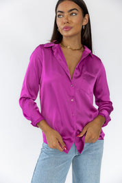 Finley Mulberry Satin Blouse