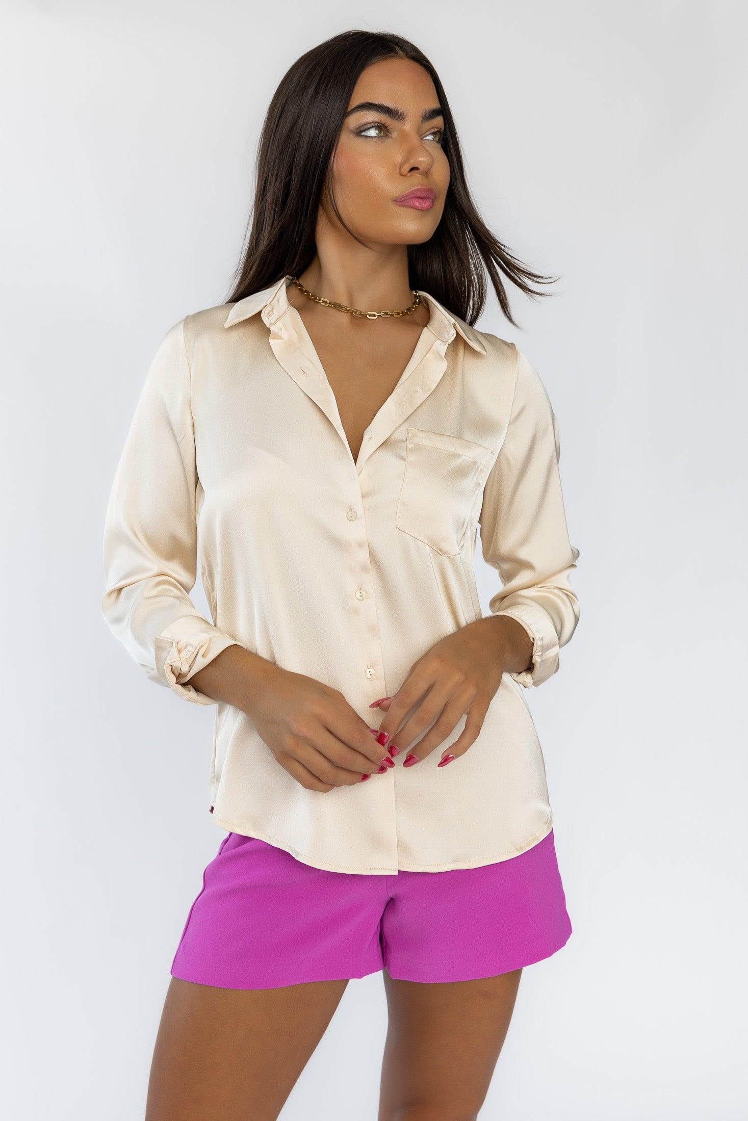 Finley Oatmilk Satin Blouse