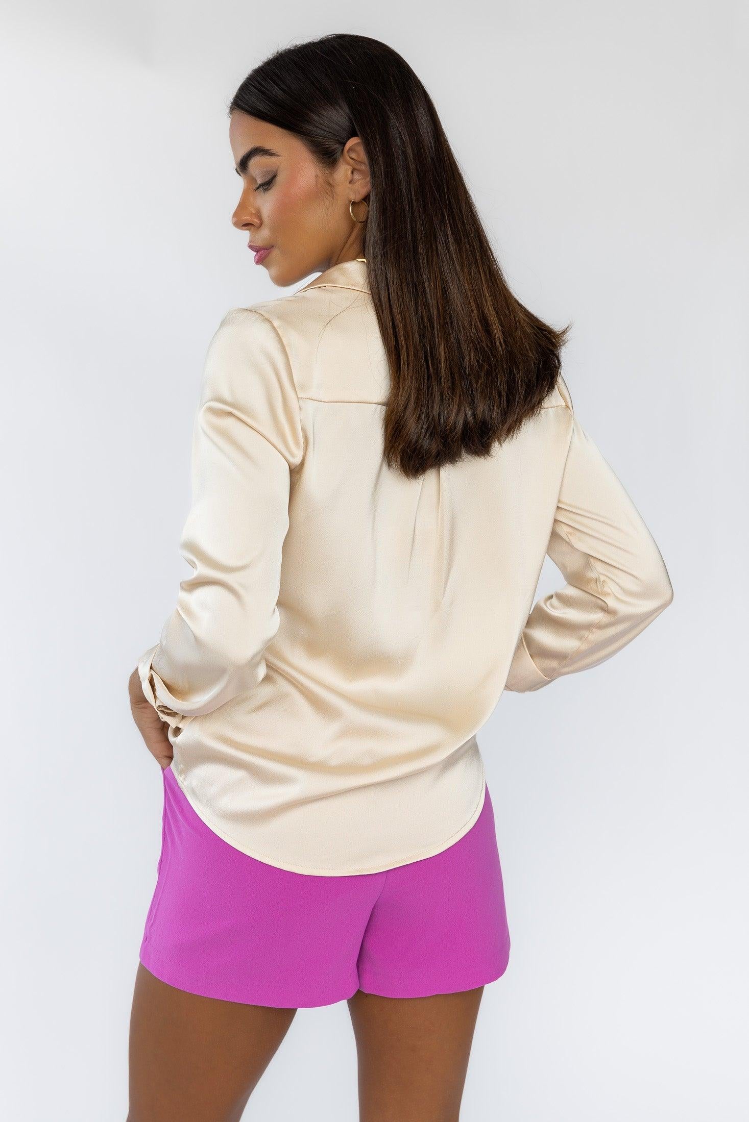 Finley Oatmilk Satin Blouse