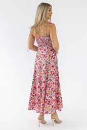 Grace Pink Floral Midi Dress - Final Sale