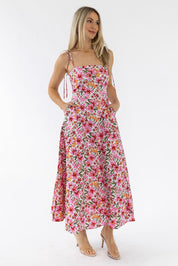 Grace Pink Floral Midi Dress - Final Sale