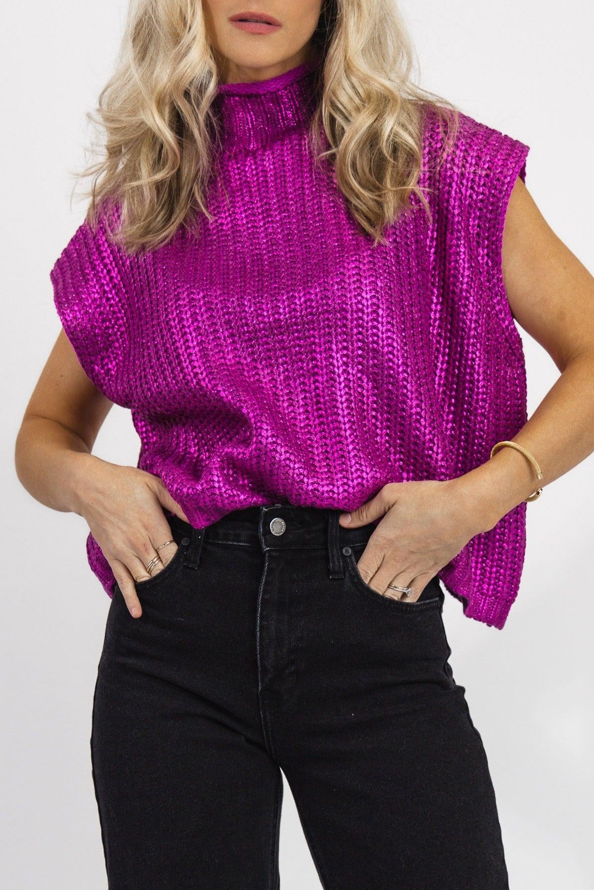 Bold Brilliance Metallic Foil Sweater - Final Sale