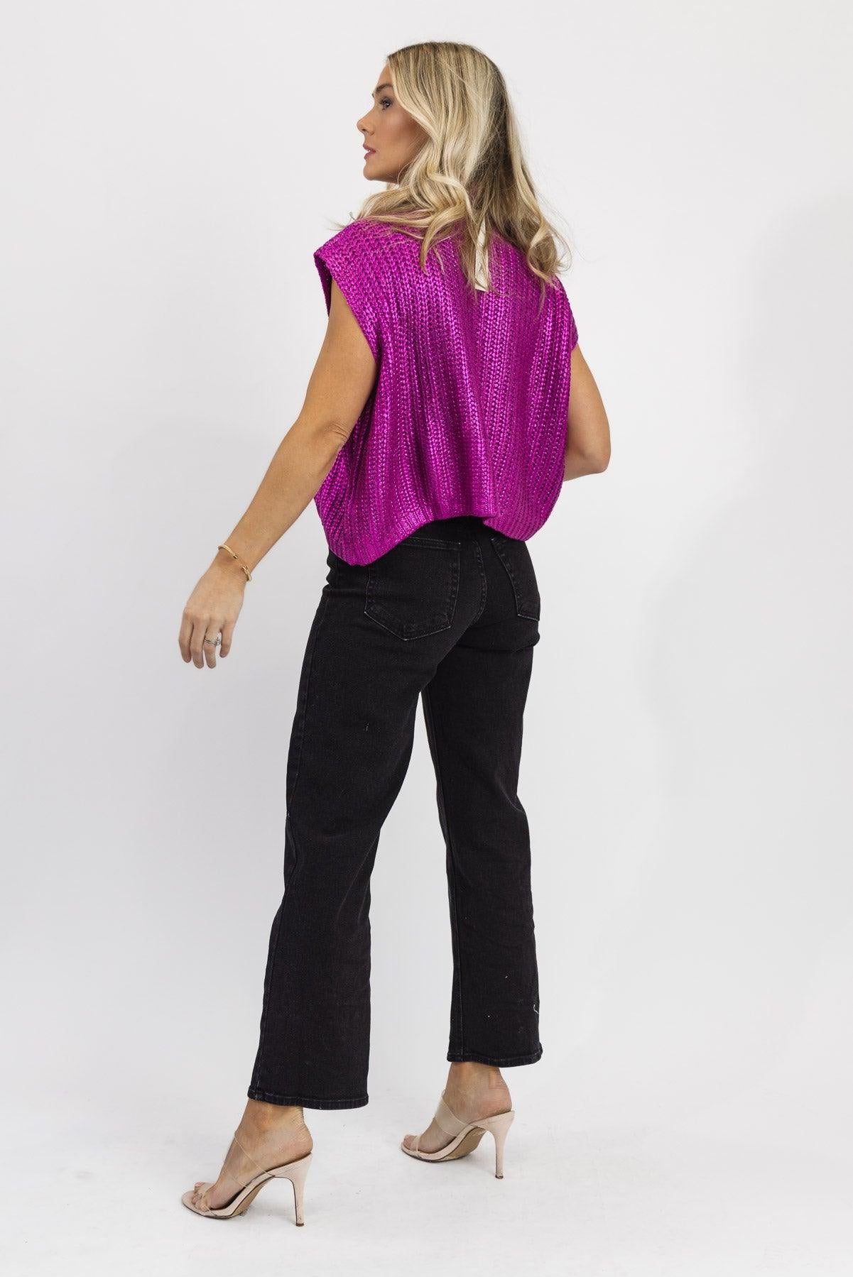 Bold Brilliance Metallic Foil Sweater - Final Sale