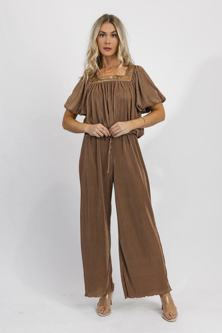 Charm & Cheers Mocha Pleated Pants - Final Sale