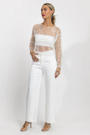 Sequin Soirée White Sequin Top - Final Sale